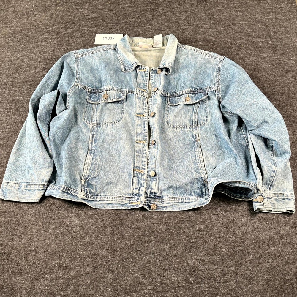 Vintage Bill Blass Trucker Jacket Womens 3X Blue Denim Chest Pockets